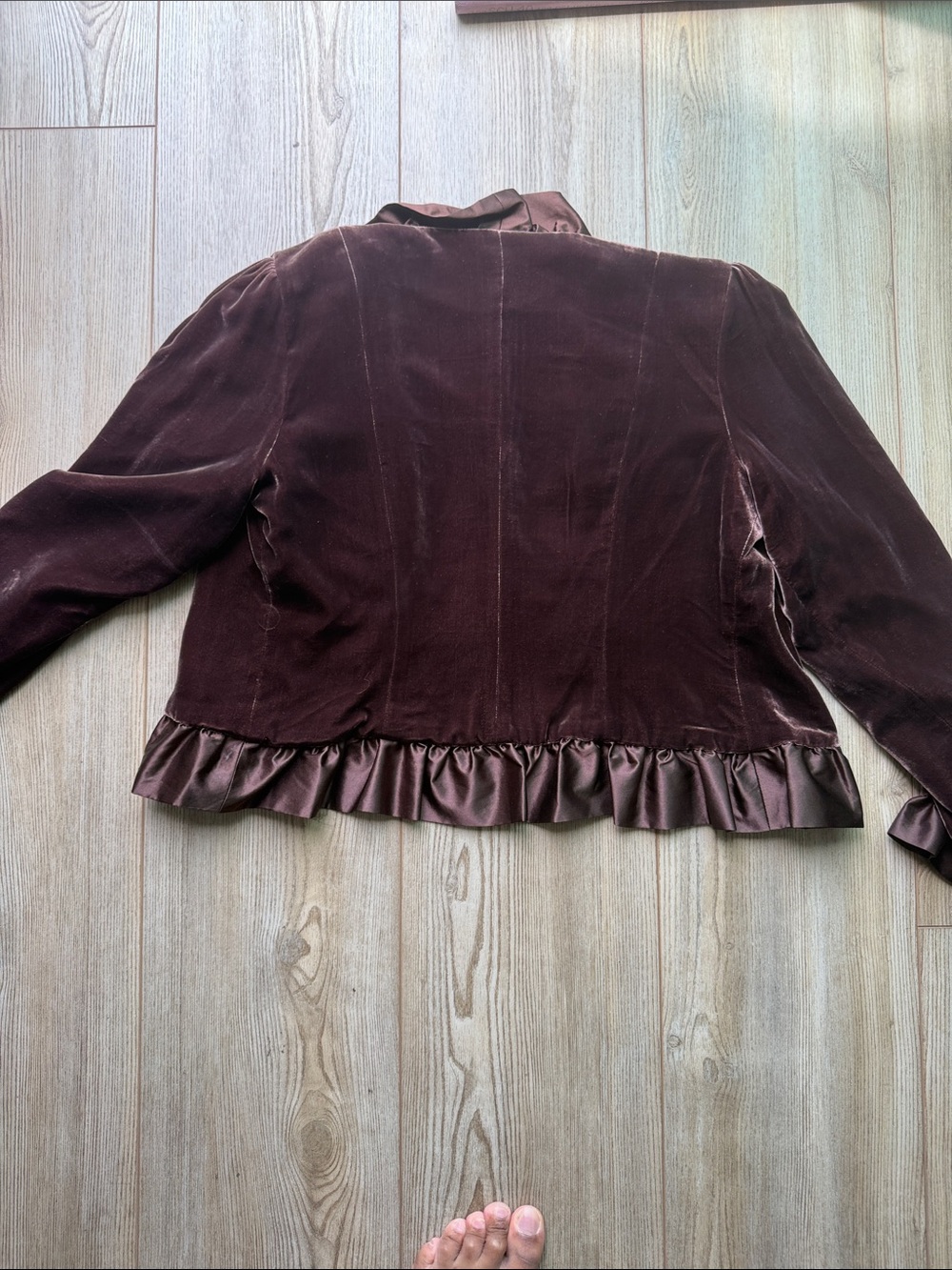 WD.NY Velvet Ruffle Blazer in Deep Plum - Picture 5 of 5